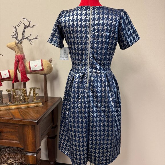 LuLaRoe Amelia Dress Elegant Collection Navy Silver NEW with tags size L - Picture 2 of 15